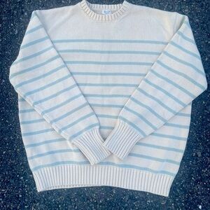CREAM AND BLUE STRIPED SWEATER